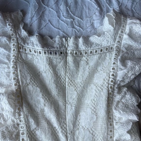 Selfie Leslie White Lace Ruffle Mini Dress Belt Loops - Picture 13 of 16
